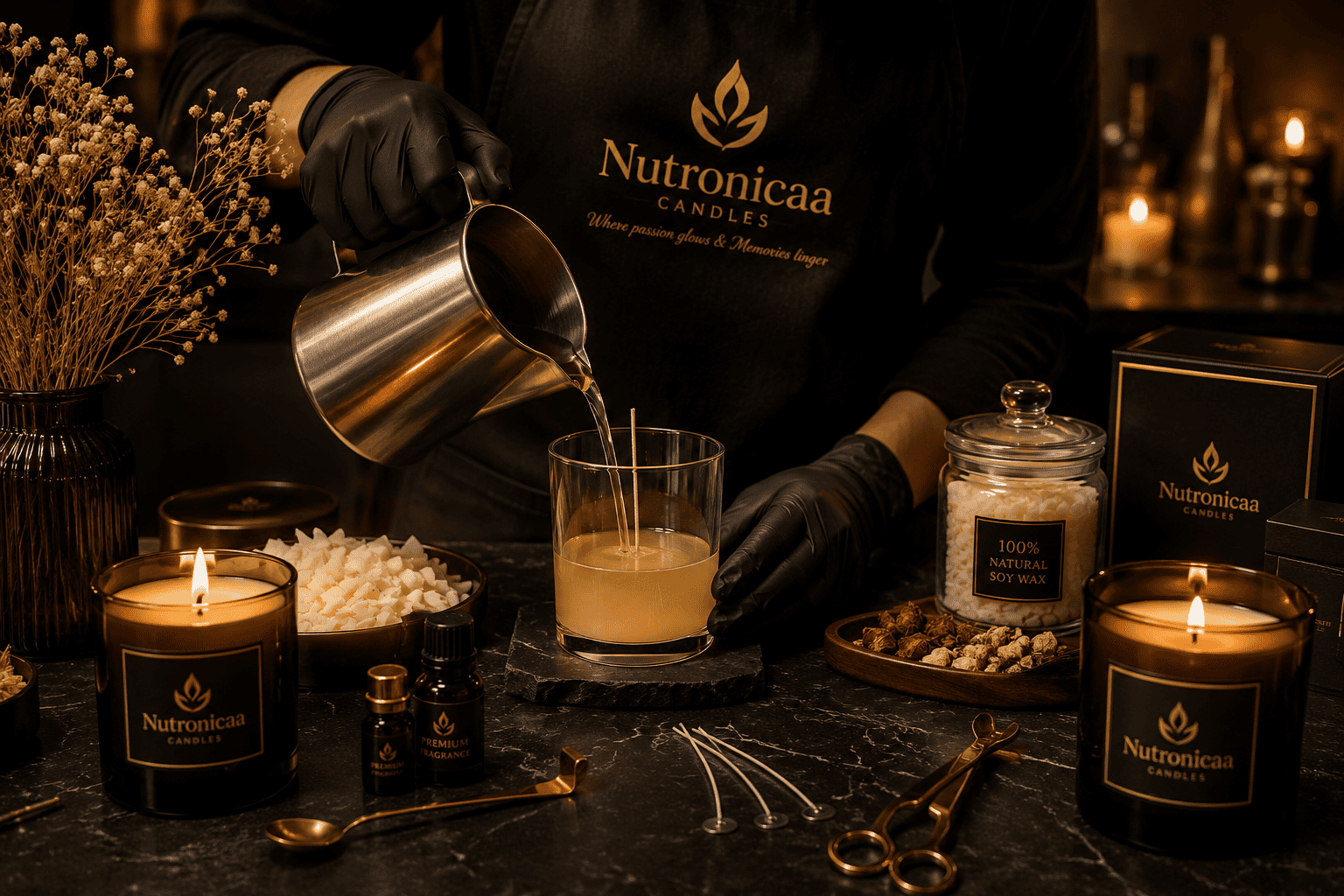 Nutronicaa candle craftsmanship and hand pouring process